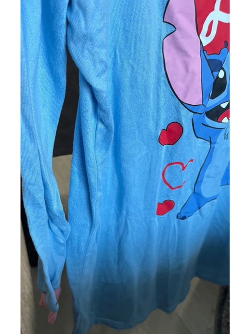 Disney Stitch Nightshirt Womens , M (8-10), Blue With Graphics Girls Shirt - Picture 6 of 9